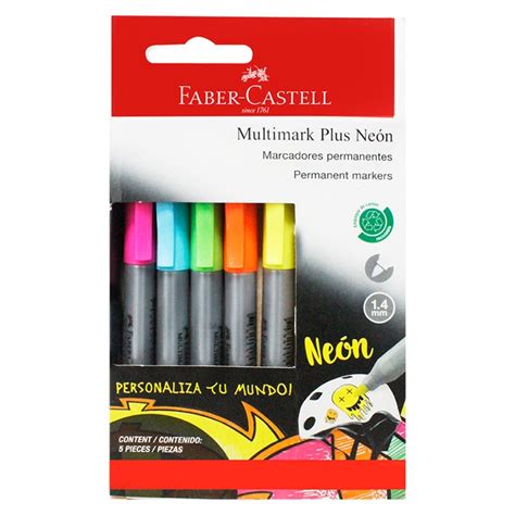 Marcador Faber Multimark Plus Neon X 5 Colores Supermercadosantamaria