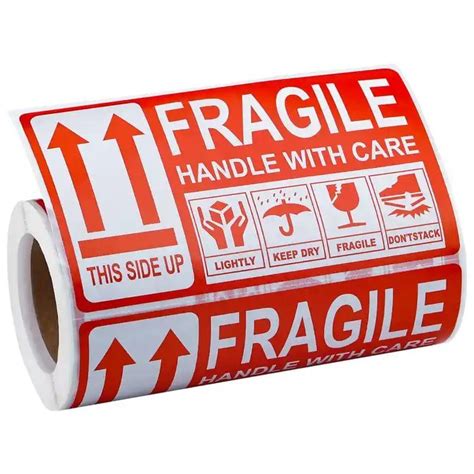 Red Fragile Handle With Care Warning 2 X 3 500 Fba Labels Roll Pre