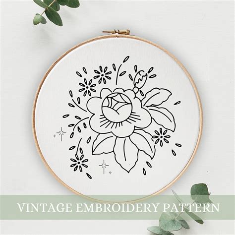 Vintage Peony Embroidery Pattern Peony Embroidery Designs Floral Hand