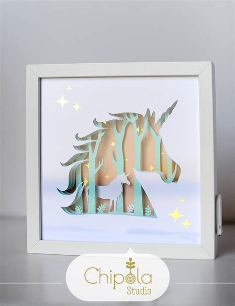 Unicorn 3D paper art with LED light battery powered - Limited Edition ...