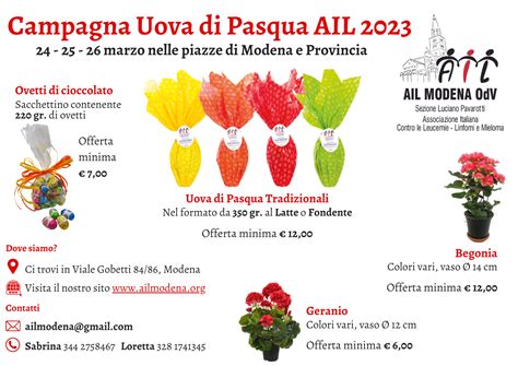 Campagna Uova Di Pasqua 24 25 26 Marzo 2023 AIL Modena OdV