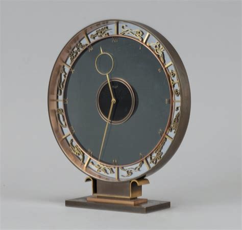 Art Deco Kienzly Zodiac Mantel Mystery Clock Circa 1935 Heinrich