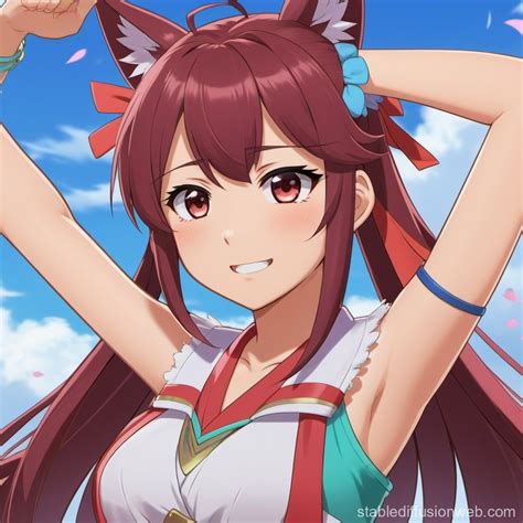 Yae Miko Sweating While Raising Her Arm So Her Armpit Are Opened