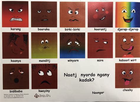 A3 Feelings Poster Noongar Boodjar Language Cultural Aboriginal