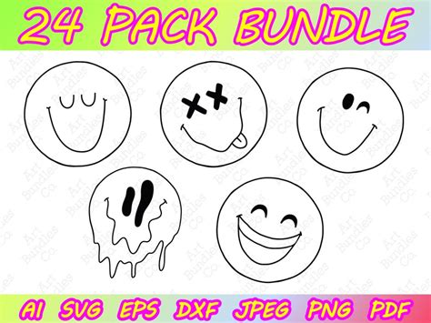 Smiley Face Svg Bundle Happy Face Bundle Smile Cut Files Etsy