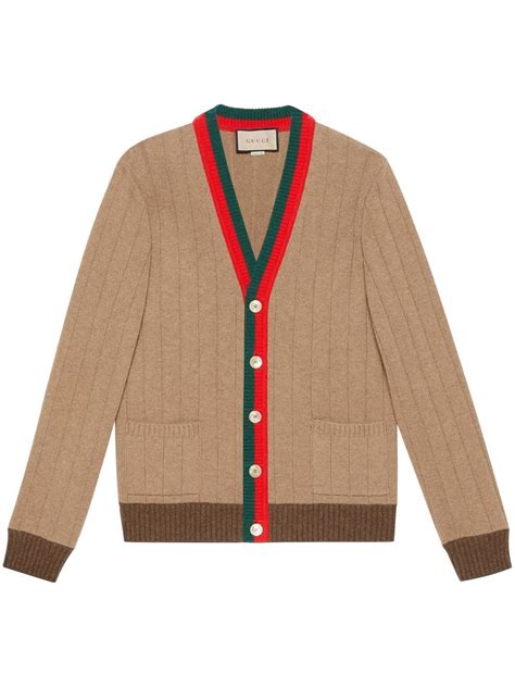 Gucci Web Stripe Ribbed Knit Cardigan Farfetch