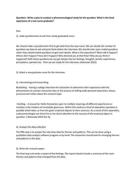 Qualitative Discussion Question Write A Plan To Conduct A