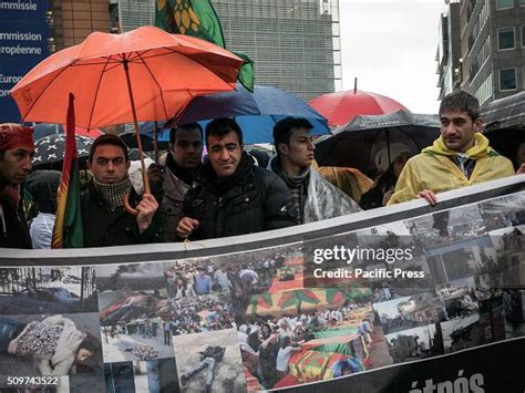 The Kurdish diaspora gathered in front of the EU Council in Brussels ...