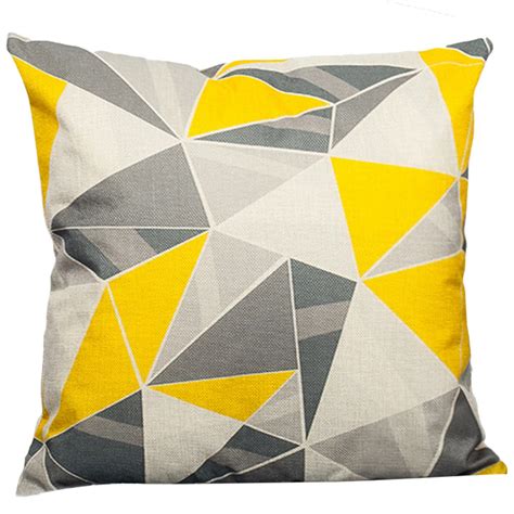 High Quality Yellow Decorative Pillows Geometric Throw Pillows Case Gray Geometric Cushion Cover ...