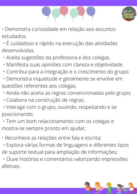 Exemplo De Relatorio Descritivo Para Educação Infantil Vários Exemplos