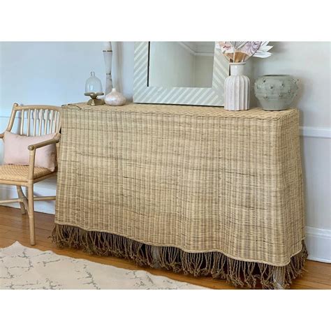 Mainly Baskets Scallop Coastal Natural Handwoven Rattan Buffet Console