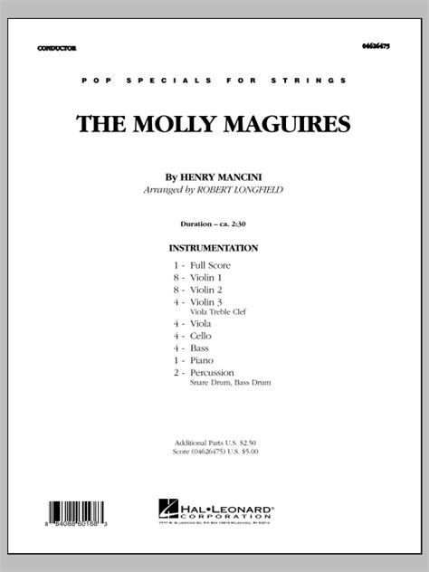 The Molly Maguires Full Score Sheet Music Robert Longfield Orchestra