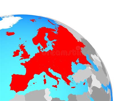 Map of Europe on 3D globe stock illustration. Illustration of countries ...