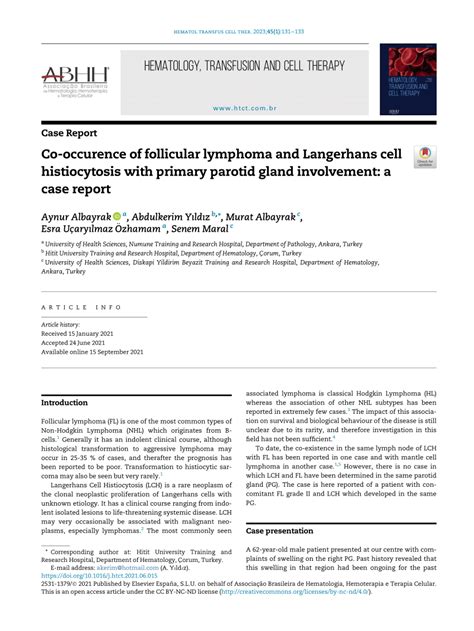 Pdf Co Occurence Of Follicular Lymphoma And Langerhans Cell