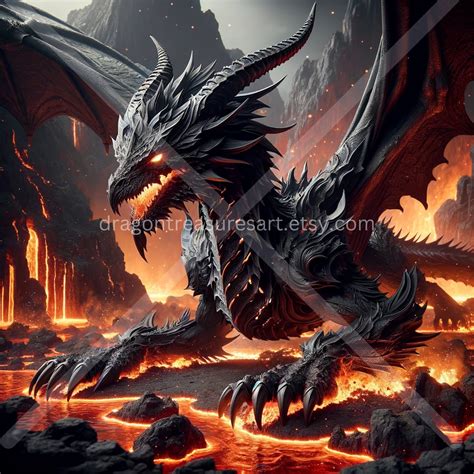 Obsidian Dragon Download: Digital Art, Instant Downloadable Wallpaper ...