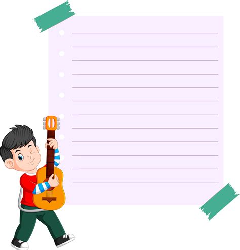 paper template with young man playing guitar 13799512 Vector Art at ...