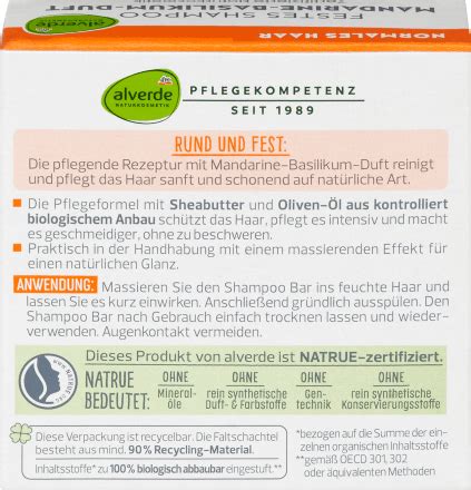 Alverde NATURKOSMETIK Festes Shampoo Mandarine Basilikum 60 G