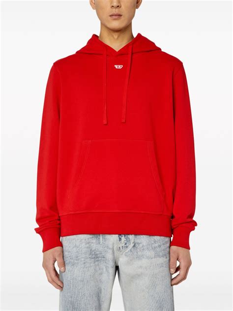 Diesel S Ginn Hood D Logo Appliqué Hoodie Red Farfetch