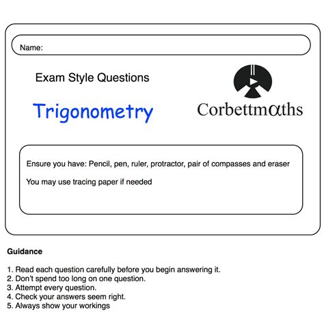 Trigonometry Practice Questions – Corbettmaths