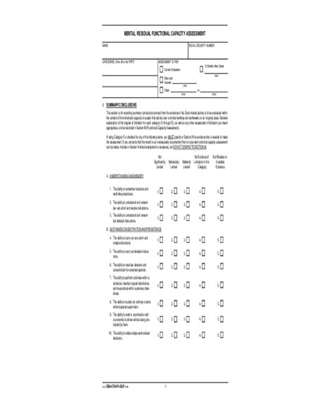 Mental Residual Functional Capacity Assessment Edit Fill Sign