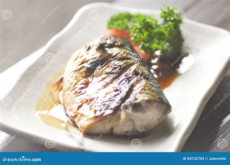 Saba Shoyu Yaki Grilled Mackerel In Japanese Style Stock Photo Image