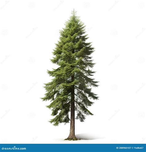 Image Of Douglas Fir Tree On White Background Nature Stock