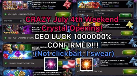 My Best Opening Ever 4th Of July Weekend Crystal Opening 14x 6 Stars Marvel Contest