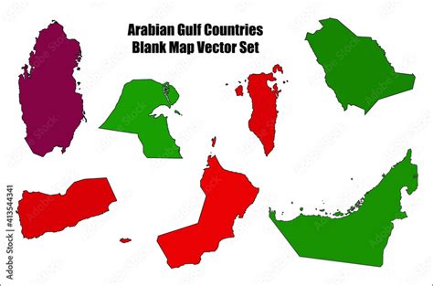 Vetor De Arabian Or Persian Gulf Countries Map Outline Vector Icon Set