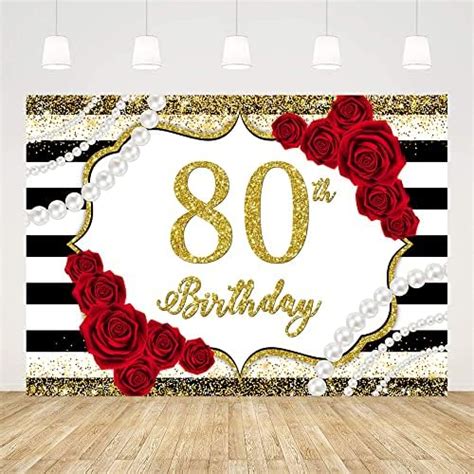 Ticuenicoa 7x5ft Happy 80th Birthday Backdrop For Party