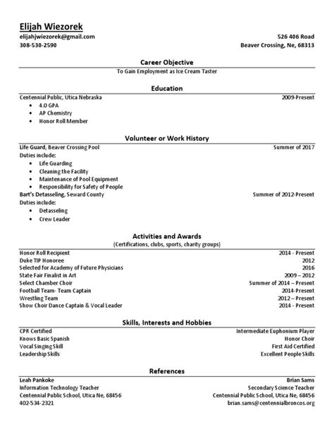 Wiezorek Elijah Resume Pdf