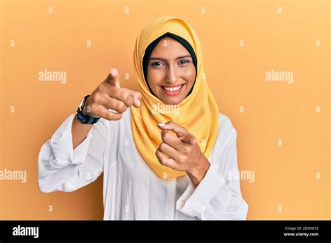 Young Brunette Arab Woman Wearing Traditional Islamic Hijab Scarf