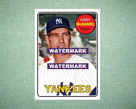 Lindy Mcdaniel New York Yankees Custom Baseball Card Etsy