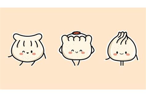 Premium Vector Set Of Cute Dumpling Drawings For Boyfriend