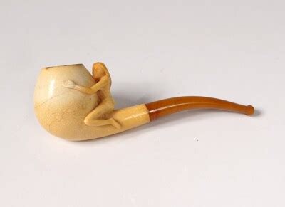 Pipe Antique Seafoam Sea Baltic Amber Carved Naked Woman Erotica Erotic