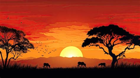 Premium AI Image | A Breathtaking Sunset Painting With Majestic Horses ...