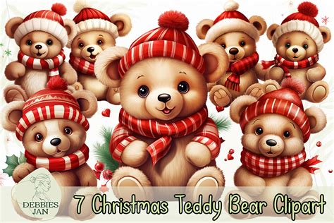 Christmas Teddy Bear Clipart Graphic By Debbieesjan · Creative Fabrica