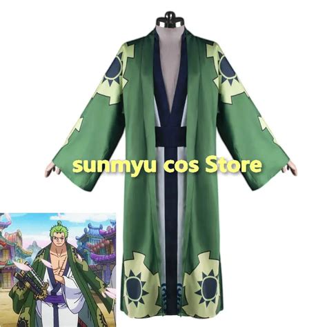 Anime One Piece Roronoa Zoro Cosplay Costume Wano Kuni Country Kimono