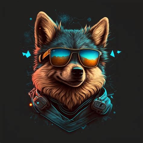 Premium Ai Image Illustration Of A Adorable Wolf Wearing Sunglasses