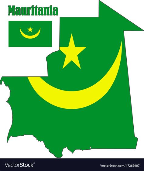 Mauritania map and flag Royalty Free Vector Image