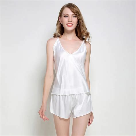 Buy New White Lady 2pcs Nightieandshorts V Neck Silky