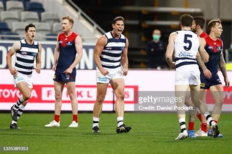 Tom Hawkins Of The Cats Celebrates A Goal During The Round 23 Afl