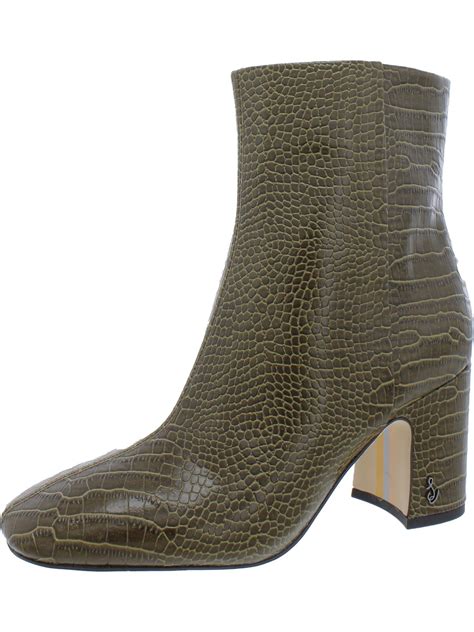 Sam Edelman Womens Fawn Faux Leather Embossed Ankle Boots