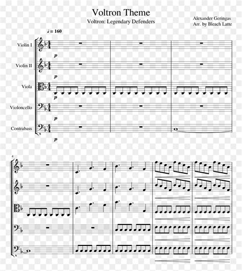 Descargar Png Voltron Tema Partitura Para Violín Viola Violonchelo