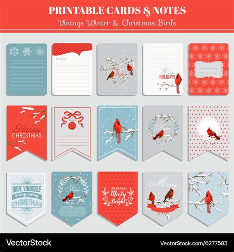 Printable cards tags and labels - christmas Vector Image