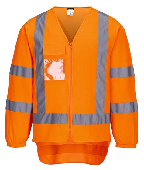 Portwest Unisex Ttmc X Back Reflective Taped Long Sleeve Hi Vis Vest With Zip Tm309 Orange