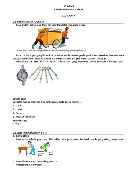 Soal Gaya Kelas 4 Homecare24