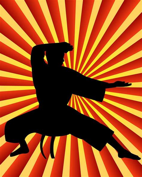 karate man on a red background yellow 15025133 Vector Art at Vecteezy