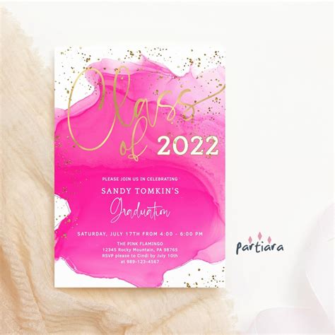 Class Of 2022 2023 Graduation Invitation Printable Hot Fuchsia Etsy