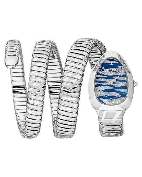 Just Cavalli Signature Snake Watch in Blue | Lyst