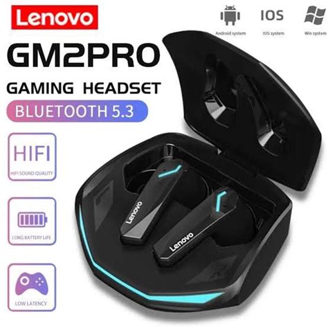 Audífonos Gammer inalámbricos Bluetooth Lenovo TWS GM2 PRO Negro